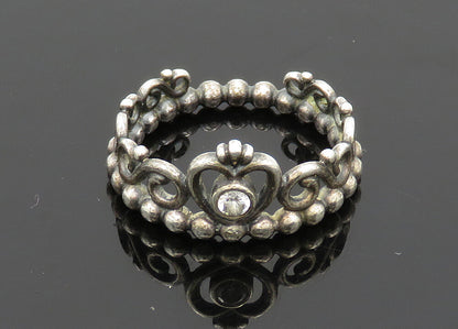 PANDORA 925 Silver  Vintage Topaz Love Heart Swirl Band Ring Sz 5  RG20362