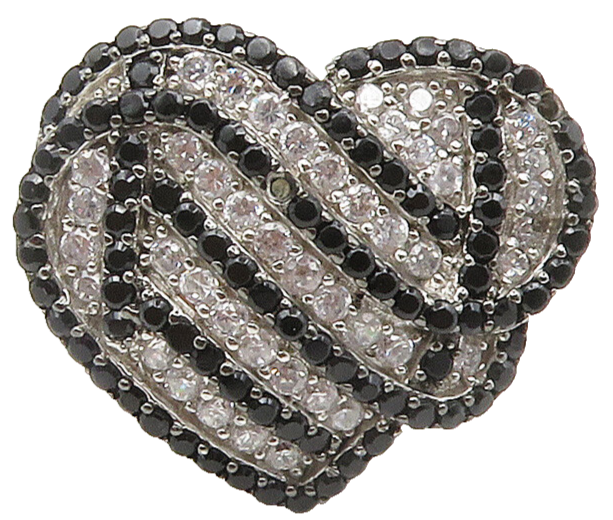 925 Sterling Silver  Topaz & Black Hematite Heart Cocktail Ring Sz 6.5 RG15489