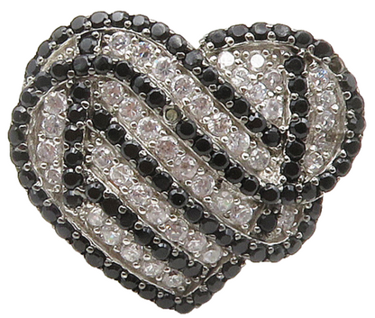 925 Sterling Silver  Topaz & Black Hematite Heart Cocktail Ring Sz 6.5 RG15489
