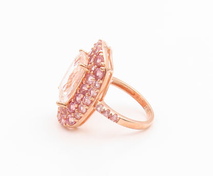 925 Sterling Silver Vintage Ring Rose Gold Plated Real Gemstone  Sz 8  RG35487
