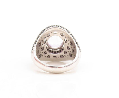 925 Sterling Silver Vintage Ring Oval Cut Amethyst & Spinel Inlay Sz 6.5 RG30081