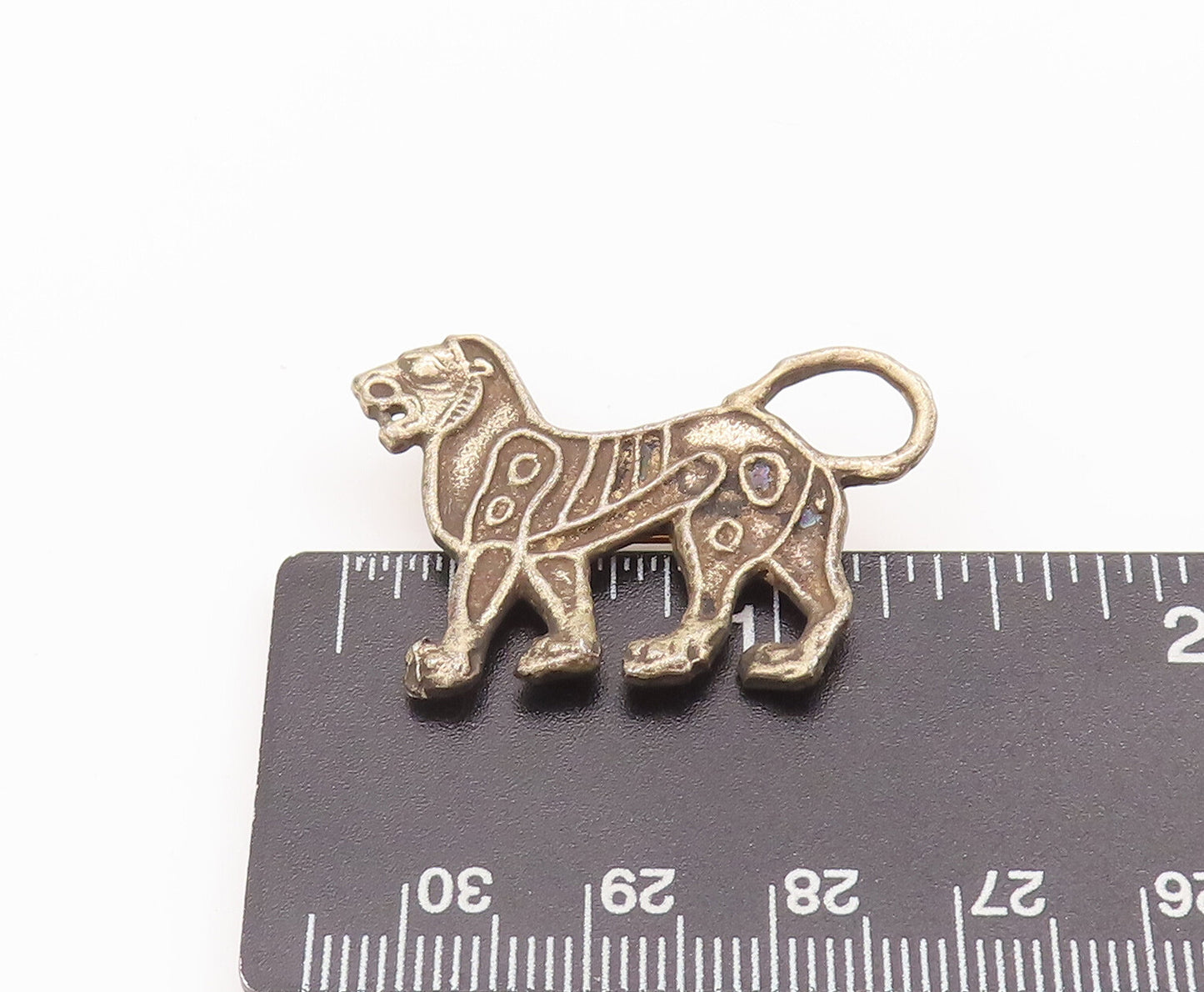 925 Sterling Silver Vintage Brooch Pin Solid Swirly Etched Barking Dog  BP10723