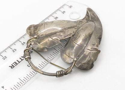 ALBINO MANCA 925 Sterling Silver  Vintage Floral Leaves Brooch Pin  BP8439