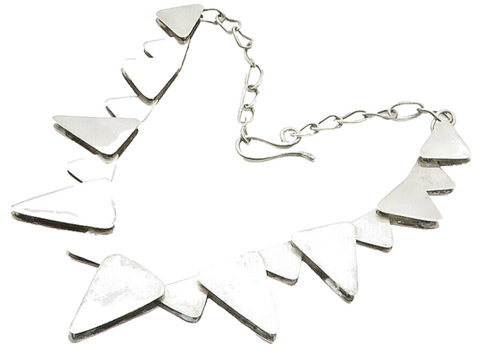 925 Sterling Silver  Vintage Shiny Smooth Triangle Link Chain Necklace  NE2555