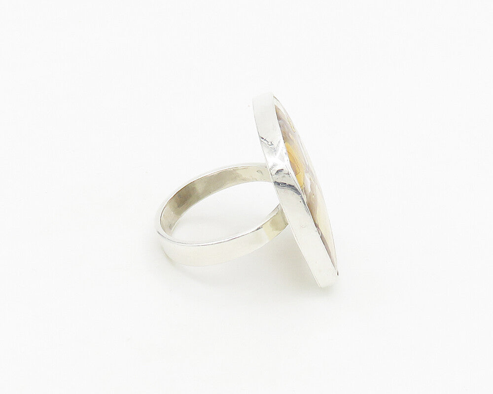 925 Sterling Silver  Jasper Shiny Square Cocktail Ring Sz 10  RG17764