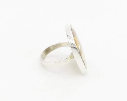 925 Sterling Silver  Jasper Shiny Square Cocktail Ring Sz 10  RG17764