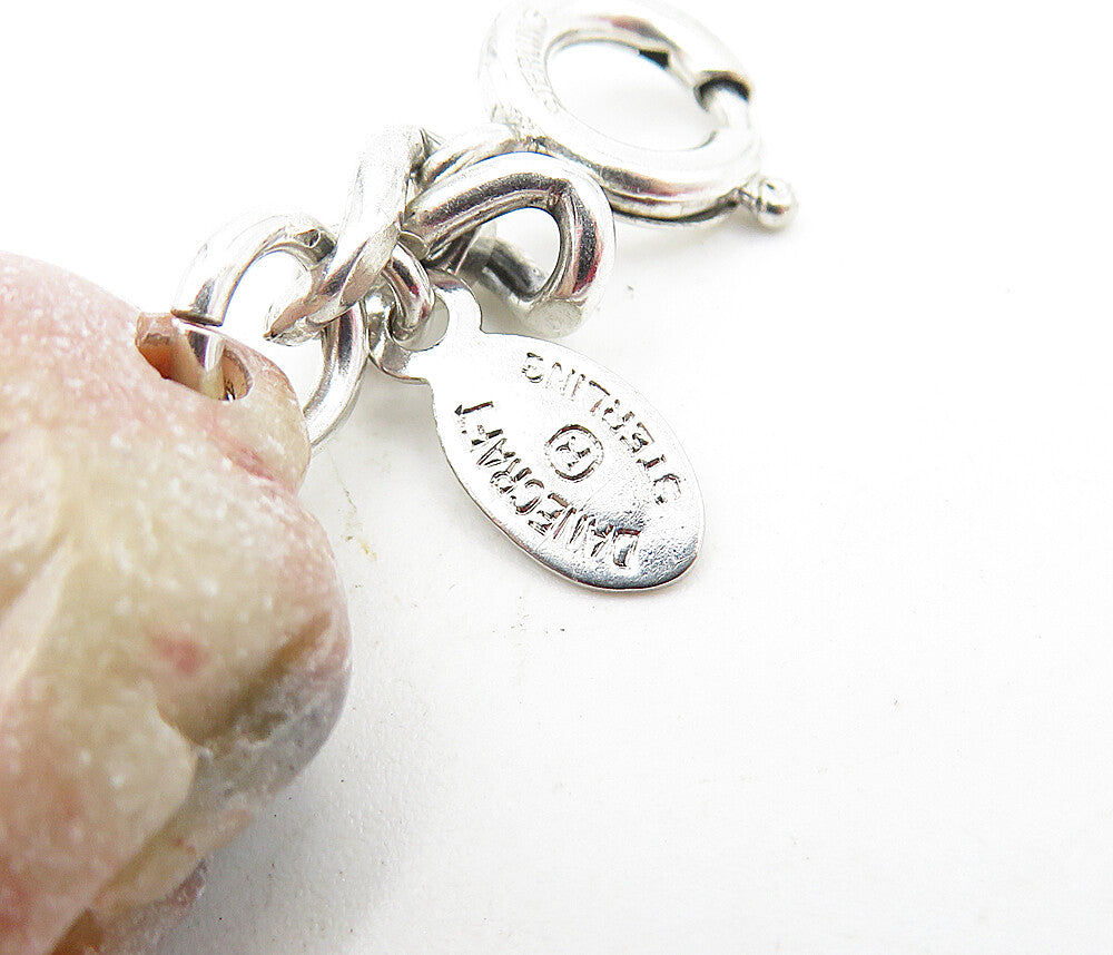 DANECRAFT 925 Sterling Silver  Vintage Rhodonite Elephant Pendant  PT3892