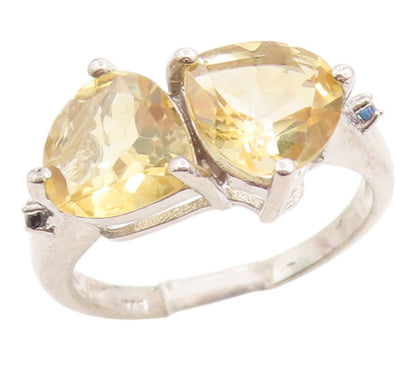 925 Sterling Silver Vintage Ring Elegant Citrine Statement Band  Sz 7.5  RG36135