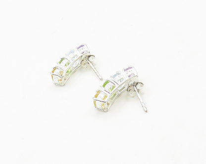 925 Sterling Silver  Amethyst Topaz Peridot & Citrine Drop Earrings  EG9611
