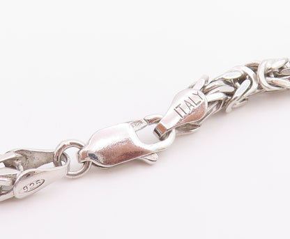 925 Sterling Silver Vintage Necklace Intricate Woven Byzantine Link Chain NE4723