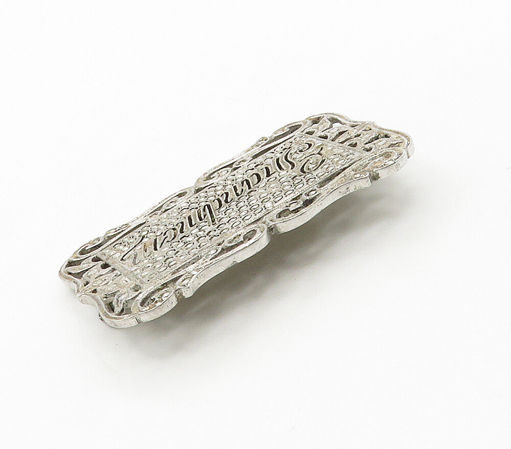 925 Sterling Silver  Vintage Sparkling Grandmom Swirl Brooch Pin  BP6272