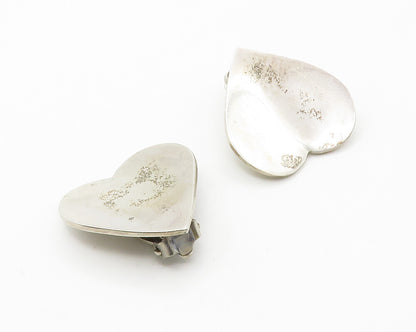 MEXICO 925 Sterling Silver  Vintage Love Heart Non Pierce Earrings  EG7235
