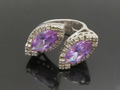 925 Sterling Silver  Vintage Purple Cubic Zirconia & Topaz Ring Sz 8  RG24340