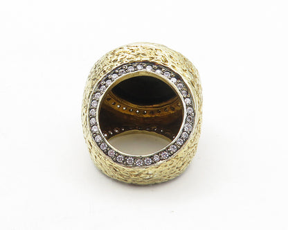 925 Sterling Silver Vintage Garnet & Cubic Zirconia Cocktail Ring Sz 6.5 RG10131