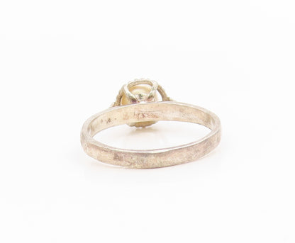 925 Sterling Silver Vintage Ring Elegant Pearl Solitaire Band  Sz 6.5  RG34593