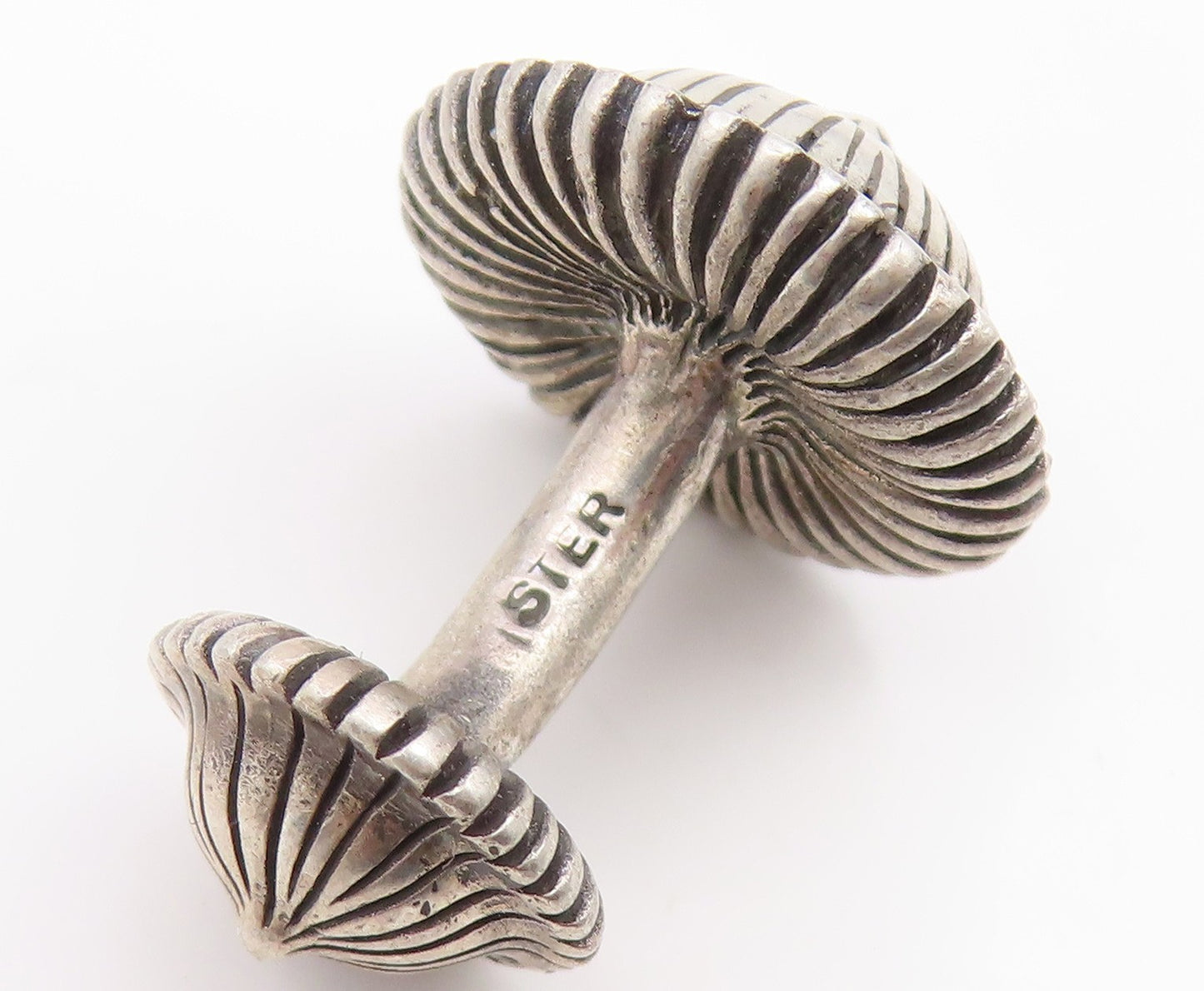 925 Sterling Silver Vintage Cufflinks GISELLE MINOLI Etched Fluted Dome  TR4206
