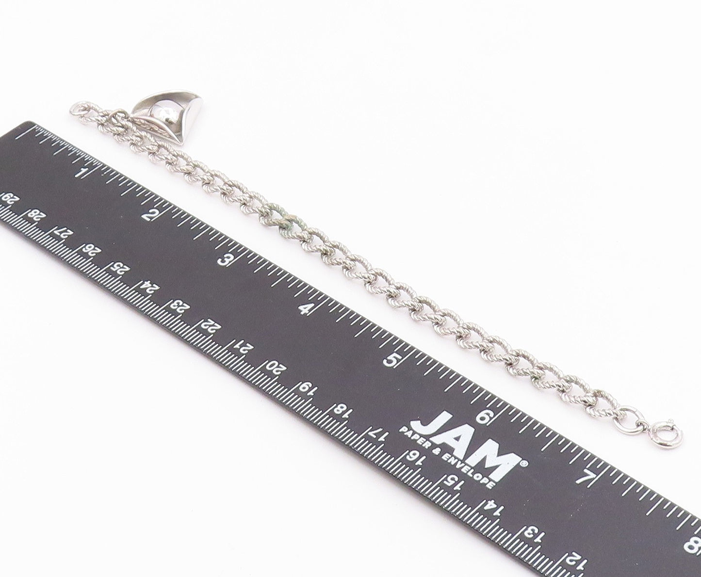 925 Sterling Silver  Vintage Hat Charmed Twist Link Chain Bracelet  BT3770