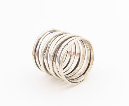 925 Sterling Silver Vintage Ring Chunky Multi Layer Crossover Band Sz 8 RG36657