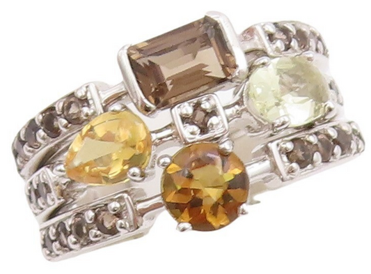 925 Sterling Silver Vintage Ring Multi Color Gemstone Stackable  Sz 7  RG30559
