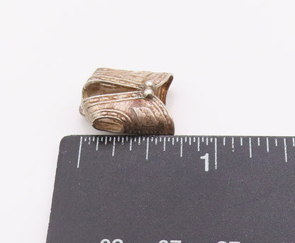925 Sterling Silver Vintage Pendant Etched Western Cow Boy Vest Charm  PT24935