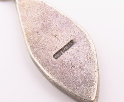 925 Sterling Silver  Vintage Oxidized Two Tone Design Drop Pendant  PT16330