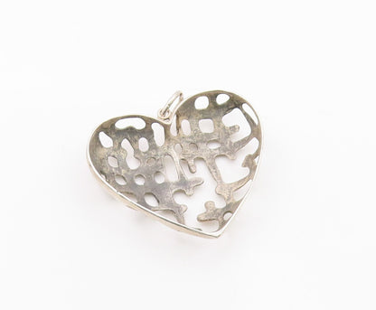 POLAND 925 Sterling Silver  Vintage Modernist Love Heart Pendant  PT14915