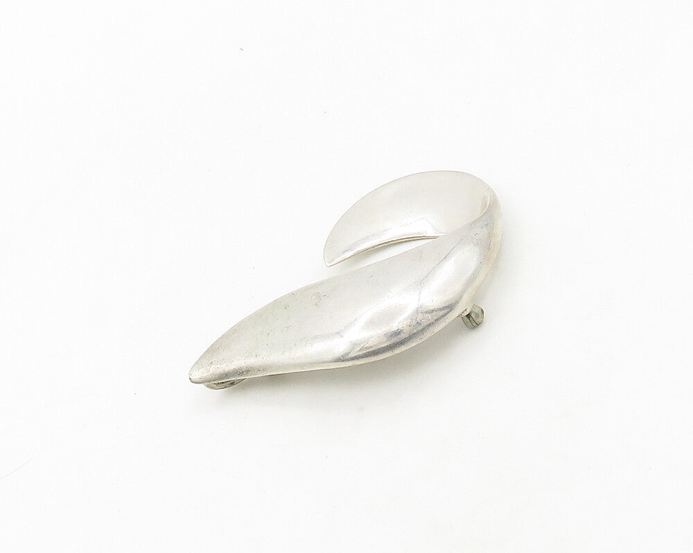 ESPO SIG 925 Silver  Vintage Shiny Smooth Ribbon Swirl Brooch Pin  BP7587