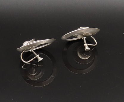 925 Silver  Vintage Graduated Open Circle & Bead Screw Back Earrings  EG11974