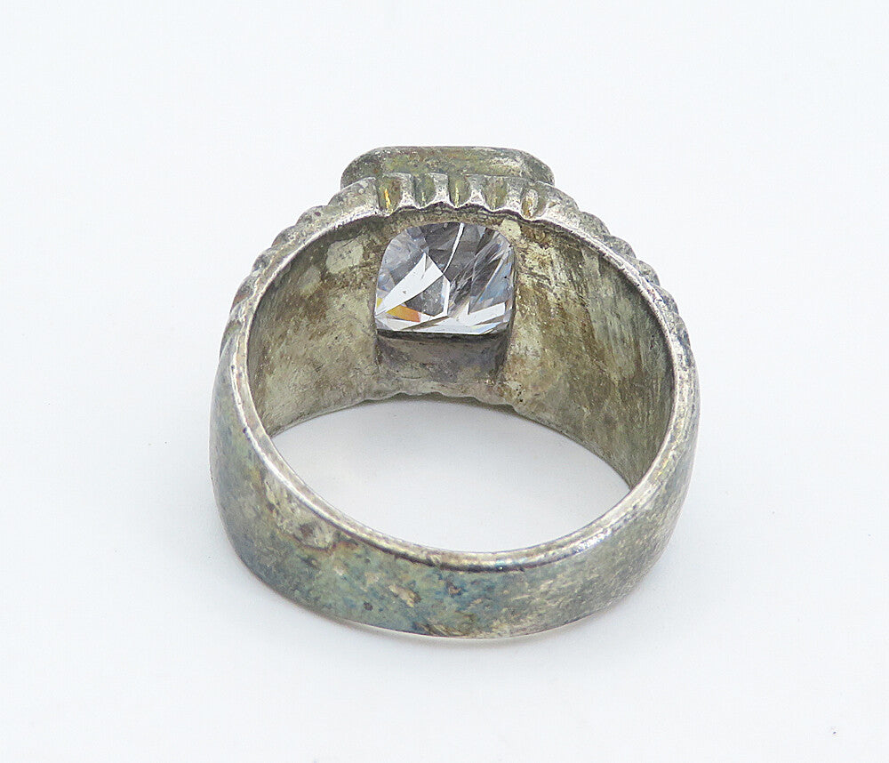 925 Sterling Silver  Vintage Cubic Zirconia Graduated Band Ring Sz 7  RG8367