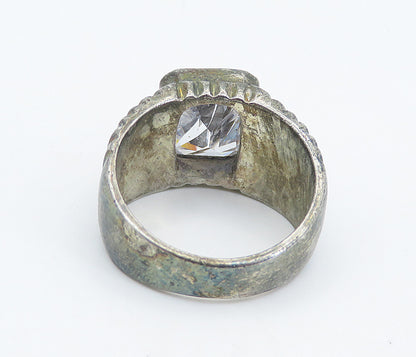 925 Sterling Silver  Vintage Cubic Zirconia Graduated Band Ring Sz 7  RG8367