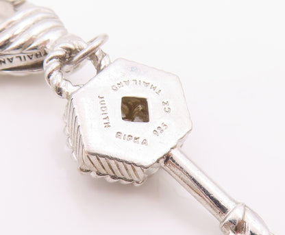 JUDITH RIPKA 925 Silver  Vintage Cubic Zirconia Key Motif Pendant  PT19498
