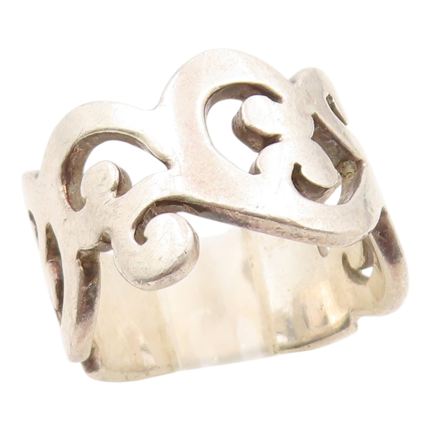 925 Sterling Silver Vintage Ring Modernist Open Scrollwork Band  Sz 9  RG36100