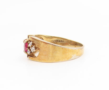 925 Sterling Silver Vintage Ring Gold Plated Ruby & Topaz Band  Sz 9  RG35290