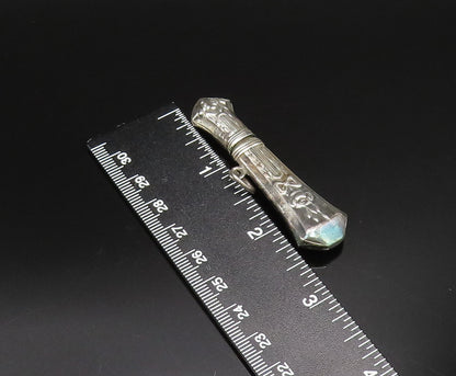 925 Silver  Vintage Carved Bow Tie Pointed Linear Pendant (OPENS)  PT21602