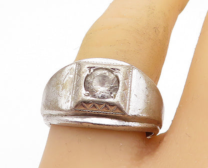 ESPO 925 Sterling Silver  Vintage Round Cut Topaz Band Ring Sz 8.5  RG5968