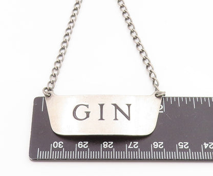 925 Sterling Silver Vintage Liquor Tag Classic Etched Gin Decanter Label  TR4213