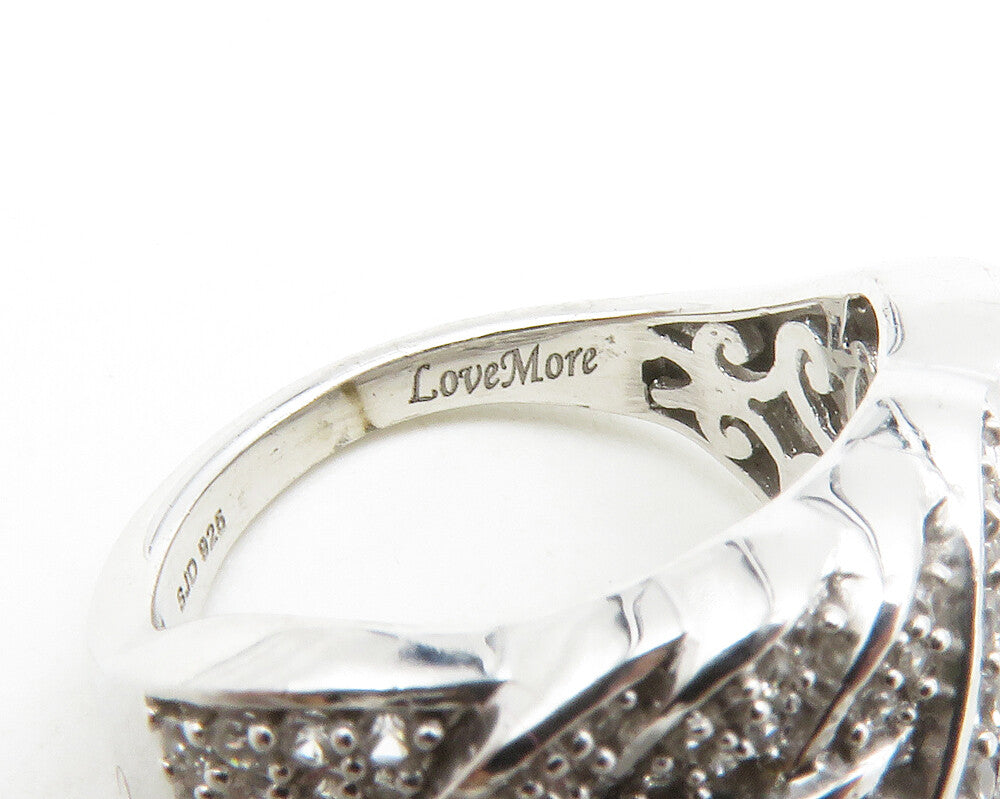 925 Sterling Silver  Cubic Zirconia & Black Hematite Band Ring Sz 5  RG13445