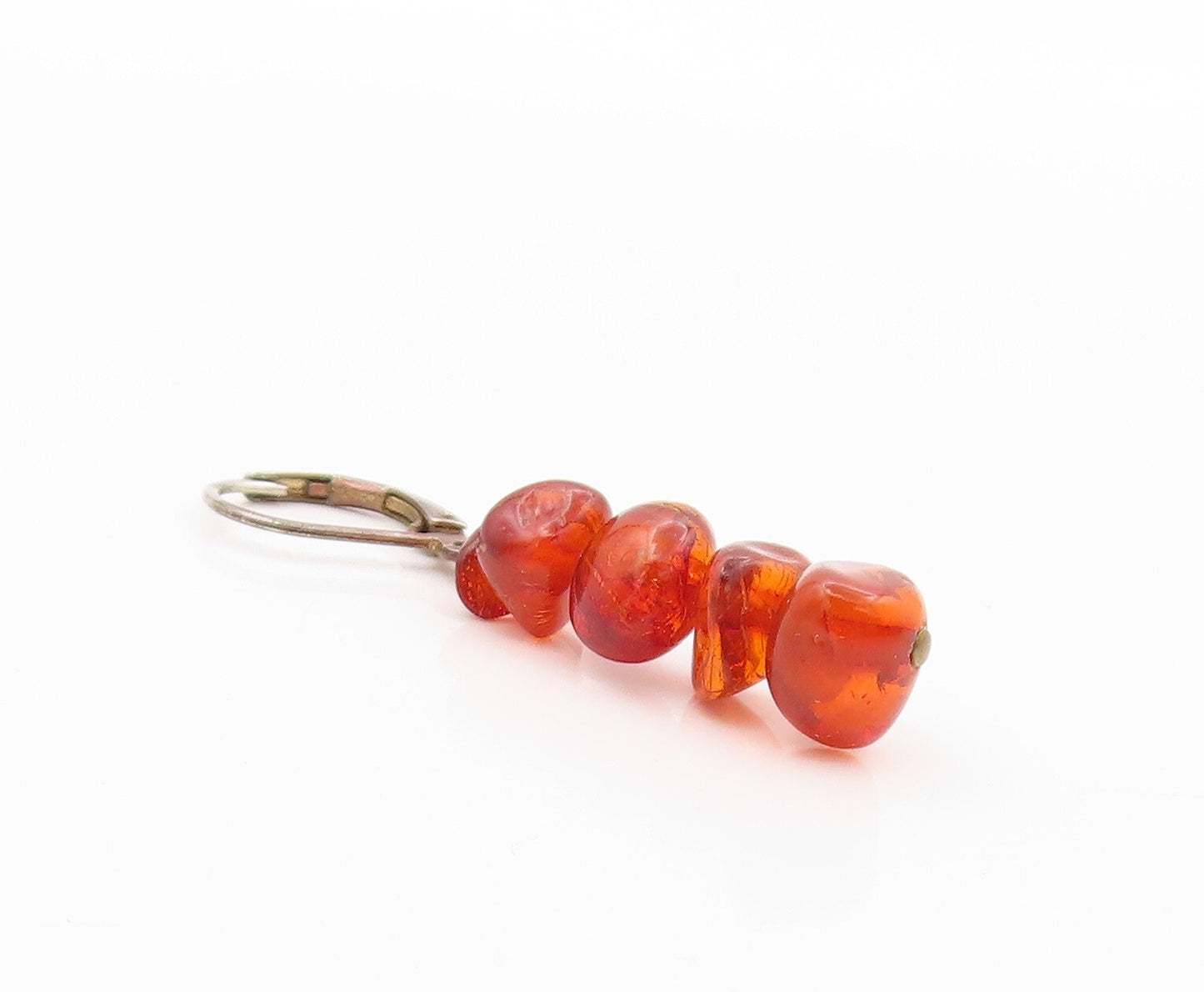 925 Sterling Silver Vintage Earrings Drop Amorphas Stacked Amber Drop   EG13407