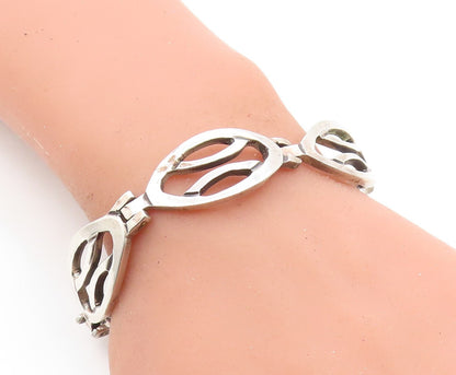 MEXICO 925 Sterling Silver  Vintage Shiny Open Hinge Chain Bracelet  BT2740