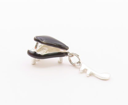 925 Sterling Silver  Vintage Enamel Coated Grand Piano Pendant  PT17529