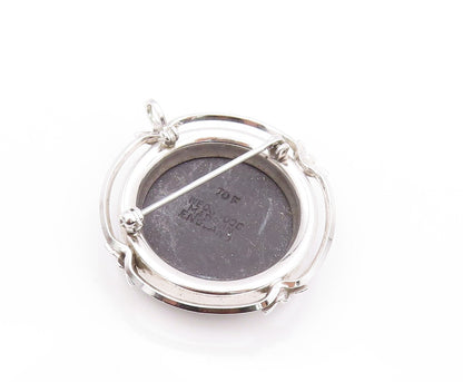 925 Sterling Silver Vintage Brooch  WEDGWOOD black Jasper Cameo  BP11551