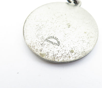 925 Sterling Silver  Vintage Dark Tone Embossed Design Round Pendant  PT5274