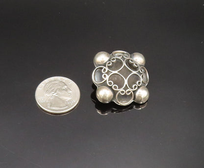 MEXICO 925 Silver  Vintage Beaded Pretzel Twist Non Pierced Earrings  EG11829