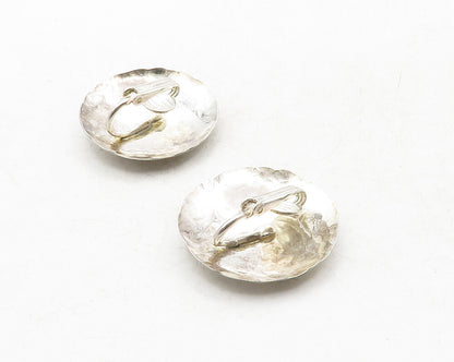 925 Sterling Silver  Vintage Modernist Hammered Non Pierce Earrings  EG6593