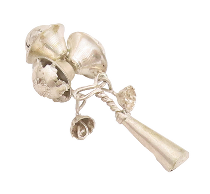 925 Sterling Silver Vintage Rattles Solid Carved 3 Rattle Head Jungles  TR3716