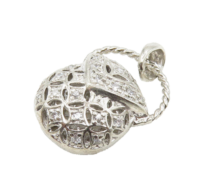 925 Sterling Silver  Shiny Topaz Purse Handbag Motif Cutout Pendant  PT13879