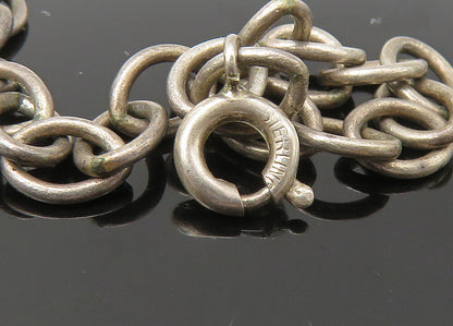 925 Sterling Silver  Vintage Dark Tone Swirl Bar Link Chain Necklace  NE3613