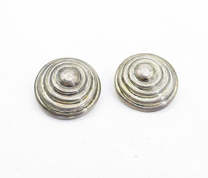 JONDELL MEXICO 925 Silver  Vintage Round Spiral Dome Pierce Earrings  EG2379