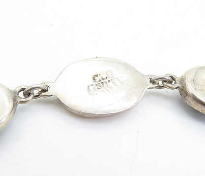 MEXICO 925 Sterling Silver Vintage Cabochon Sodalite Chain Bracelet BT2891