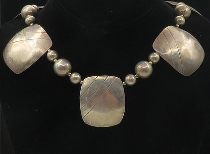 925 Sterling Silver  Vintage Antique Dark Tone Beaded Chain Necklace  NE1914